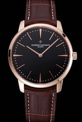 Replica Vacheron Constantin Patrimony Grand Taille Rose Gold Case&Marker Black Face Two Hands Men Watch 81180/000R-9162
