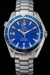 Omega Seamaster Planet Ocean Blue Unidirectional Rotating Bezel Blue Dial Luminous Hour Marker Arrow Pointers Auto Men Watch