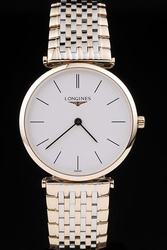 Rep Longines La Grande 18K Gold Case White Dial Two-tone Bracelet Men Watch L4.708.2.12.7
